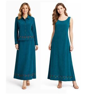 Fall Autumn Dress Set Large Jane Ashley 2 Piece Maxi Y2K